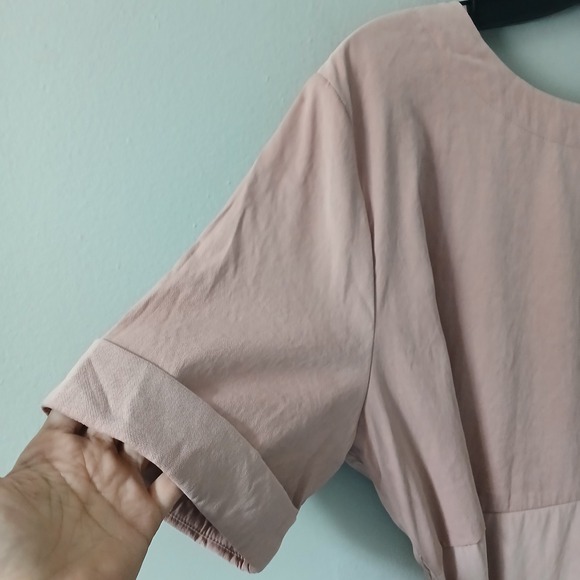 ROOLEE Women's Size 3XL Blush Pink Belted Knee Length Dress Zipper Short Sleeve - Picture 6 of 15